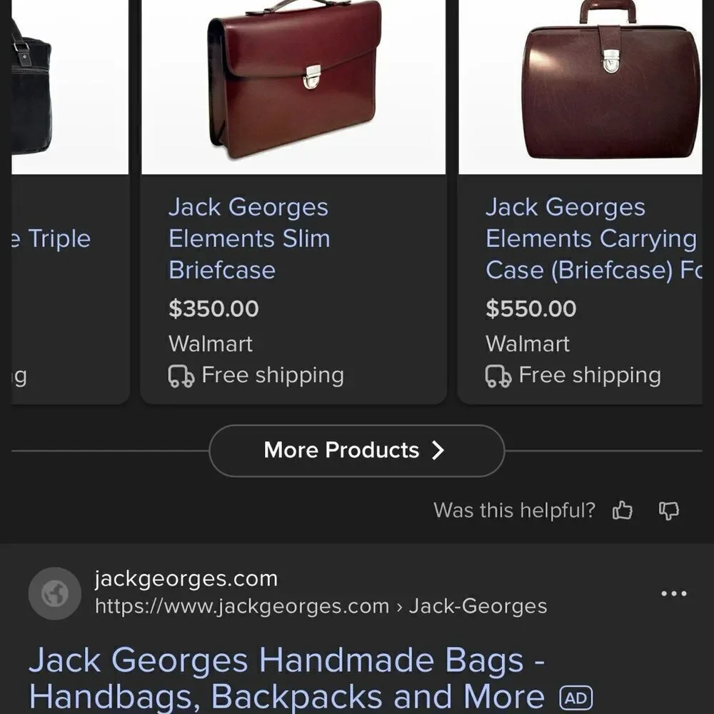 JACK GEORGES®   |  ELEMENTS™ BRIEFCASE  |  BLACK  |  Hand-Made  |  GOOD-COND  |